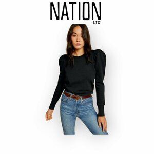 Jet Black Pleat Shoulder Nikka Sweatshirt by Anthropologie Nation LTD XS